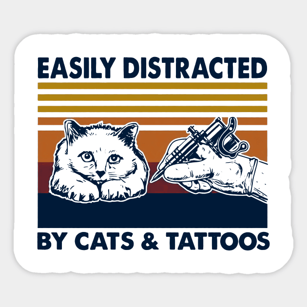 Easily Distracted By Cats And Tattoos Sticker by Hound mom